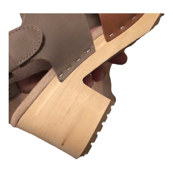 TOMS Phoebe Block Heel Wood Clog Sandal Olive Brown Gold Womens Size 10 NWT - Picture 7 of 10